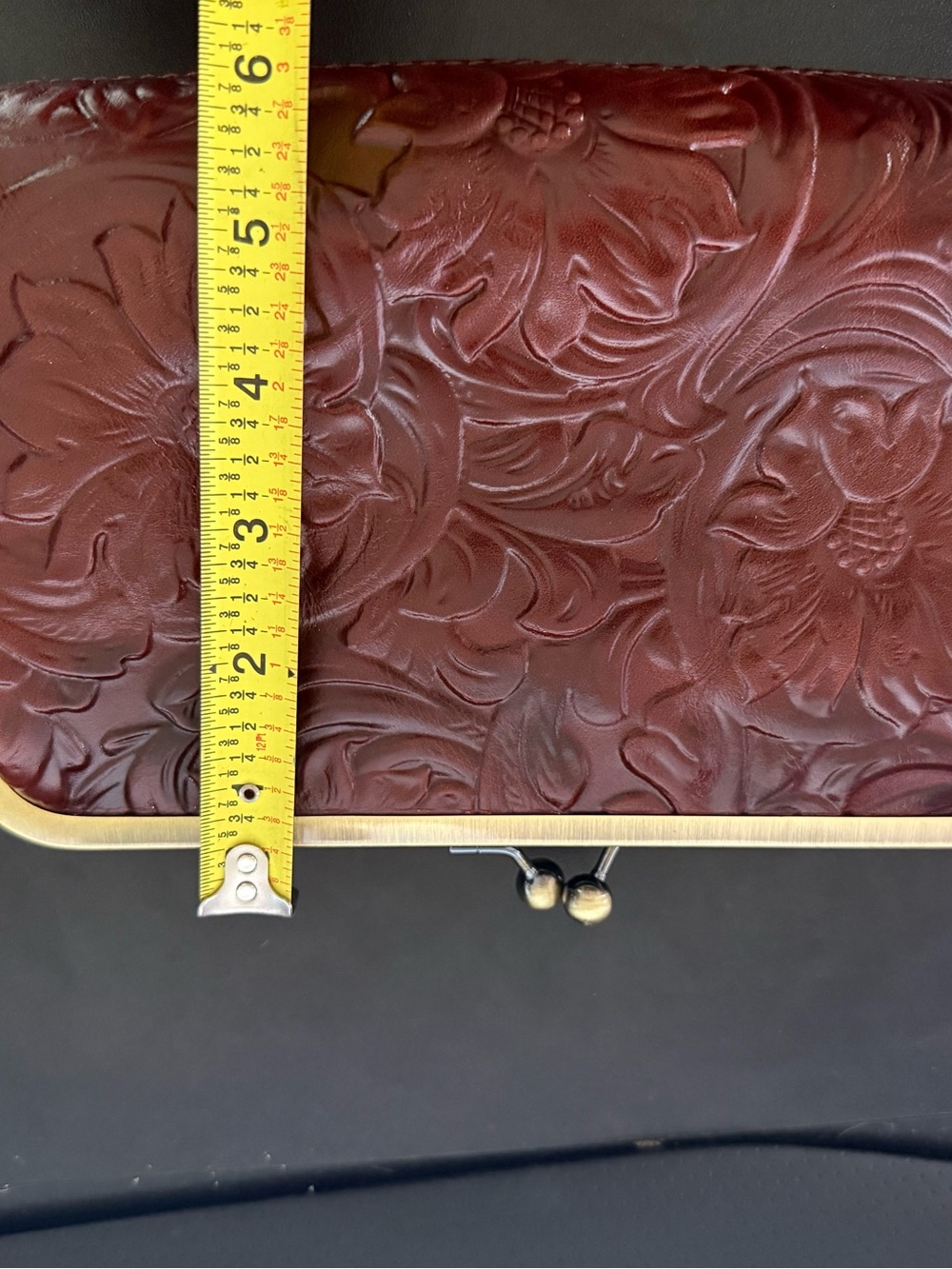 Patricia Nash•Potenaz•British Tan•Floral Tooled Kiss-lock Clutch•NWT - Picture 8 of 8
